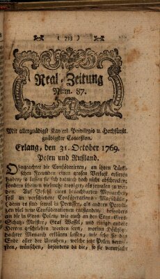 Real-Zeitung (Erlanger Real-Zeitung) Dienstag 31. Oktober 1769