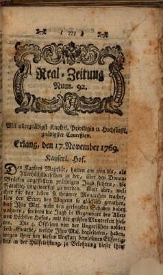 Real-Zeitung (Erlanger Real-Zeitung) Freitag 17. November 1769