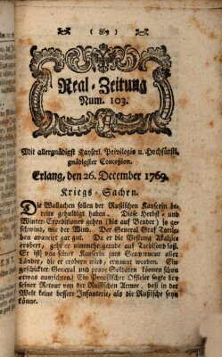 Real-Zeitung (Erlanger Real-Zeitung) Dienstag 26. Dezember 1769