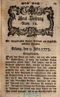 Real-Zeitung (Erlanger Real-Zeitung) Dienstag 9. Februar 1773