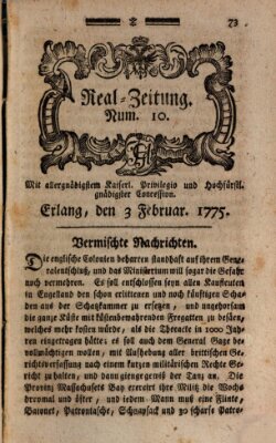 Real-Zeitung (Erlanger Real-Zeitung) Freitag 3. Februar 1775