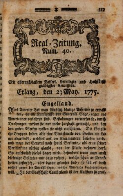 Real-Zeitung (Erlanger Real-Zeitung) Dienstag 23. Mai 1775