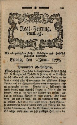 Real-Zeitung (Erlanger Real-Zeitung) Freitag 2. Juni 1775