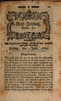 Real-Zeitung (Erlanger Real-Zeitung) Dienstag 4. Juli 1775