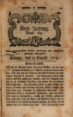 Real-Zeitung (Erlanger Real-Zeitung) Dienstag 15. August 1775