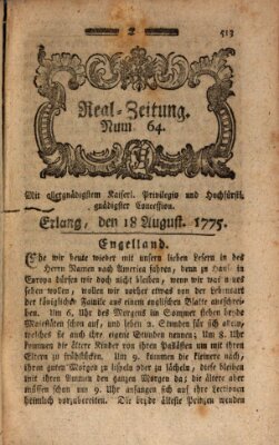 Real-Zeitung (Erlanger Real-Zeitung) Freitag 18. August 1775