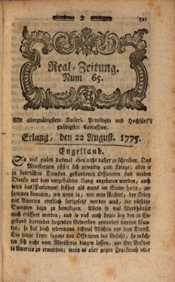 Real-Zeitung (Erlanger Real-Zeitung) Dienstag 22. August 1775