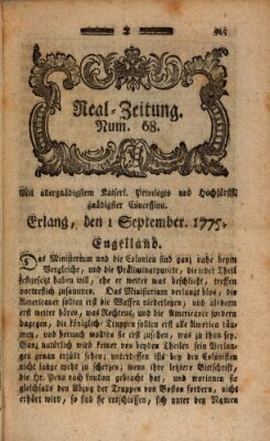 Real-Zeitung (Erlanger Real-Zeitung) Freitag 1. September 1775