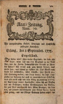 Real-Zeitung (Erlanger Real-Zeitung) Freitag 8. September 1775