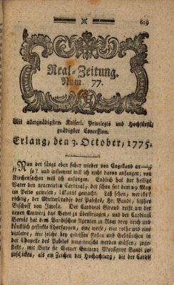 Real-Zeitung (Erlanger Real-Zeitung) Dienstag 3. Oktober 1775