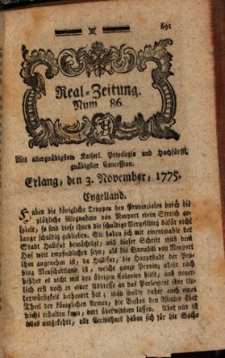 Real-Zeitung (Erlanger Real-Zeitung) Freitag 3. November 1775