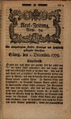 Real-Zeitung (Erlanger Real-Zeitung) Freitag 1. Dezember 1775