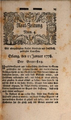 Real-Zeitung (Erlanger Real-Zeitung) Dienstag 13. Januar 1778