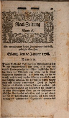 Real-Zeitung (Erlanger Real-Zeitung) Dienstag 20. Januar 1778