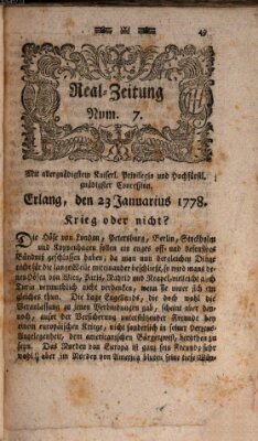 Real-Zeitung (Erlanger Real-Zeitung) Freitag 23. Januar 1778