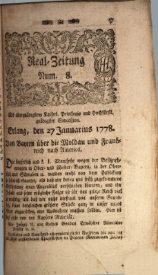 Real-Zeitung (Erlanger Real-Zeitung) Dienstag 27. Januar 1778