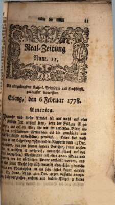 Real-Zeitung (Erlanger Real-Zeitung) Freitag 6. Februar 1778