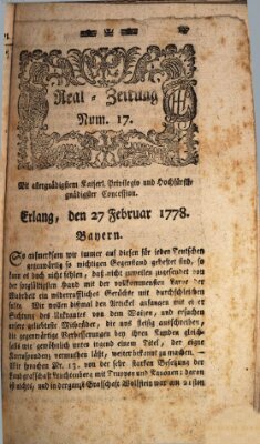 Real-Zeitung (Erlanger Real-Zeitung) Freitag 27. Februar 1778