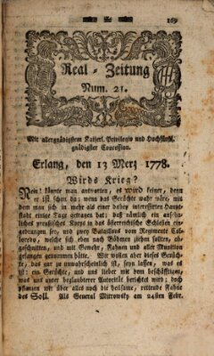 Real-Zeitung (Erlanger Real-Zeitung) Freitag 13. März 1778