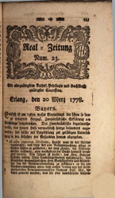 Real-Zeitung (Erlanger Real-Zeitung) Freitag 20. März 1778