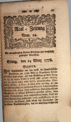 Real-Zeitung (Erlanger Real-Zeitung) Dienstag 24. März 1778