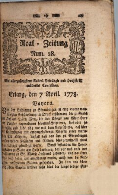 Real-Zeitung (Erlanger Real-Zeitung) Dienstag 7. April 1778