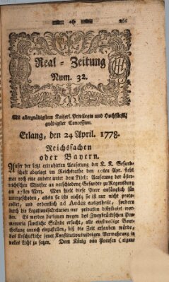 Real-Zeitung (Erlanger Real-Zeitung) Freitag 24. April 1778