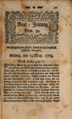 Real-Zeitung (Erlanger Real-Zeitung) Dienstag 19. Mai 1778