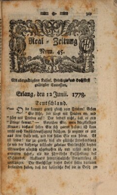 Real-Zeitung (Erlanger Real-Zeitung) Freitag 12. Juni 1778