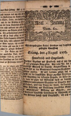 Real-Zeitung (Erlanger Real-Zeitung) Dienstag 4. August 1778