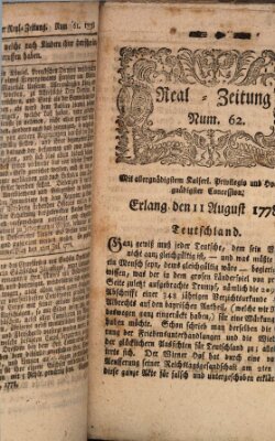 Real-Zeitung (Erlanger Real-Zeitung) Dienstag 11. August 1778