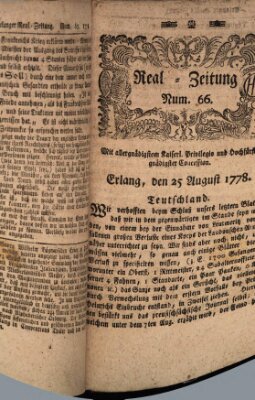 Real-Zeitung (Erlanger Real-Zeitung) Dienstag 25. August 1778