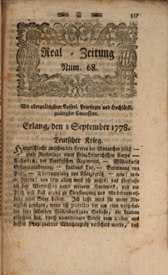 Real-Zeitung (Erlanger Real-Zeitung) Dienstag 1. September 1778