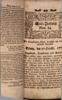 Real-Zeitung (Erlanger Real-Zeitung) Dienstag 27. Oktober 1778