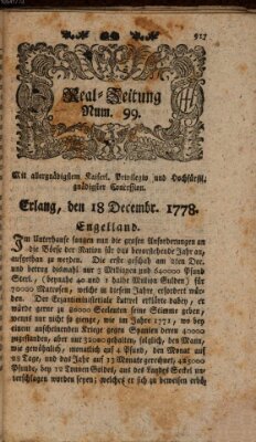 Real-Zeitung (Erlanger Real-Zeitung) Freitag 18. Dezember 1778