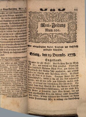 Real-Zeitung (Erlanger Real-Zeitung) Dienstag 29. Dezember 1778