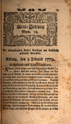 Real-Zeitung (Erlanger Real-Zeitung) Dienstag 9. Februar 1779