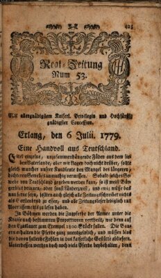 Real-Zeitung (Erlanger Real-Zeitung) Dienstag 6. Juli 1779