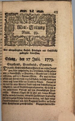 Real-Zeitung (Erlanger Real-Zeitung) Dienstag 27. Juli 1779