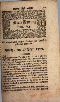 Real-Zeitung (Erlanger Real-Zeitung) Freitag 17. September 1779