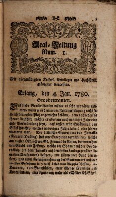 Real-Zeitung (Erlanger Real-Zeitung) Dienstag 4. Januar 1780