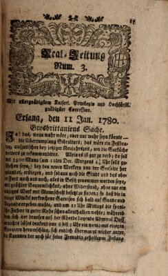 Real-Zeitung (Erlanger Real-Zeitung) Dienstag 11. Januar 1780