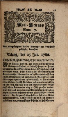 Real-Zeitung (Erlanger Real-Zeitung) Dienstag 25. Januar 1780