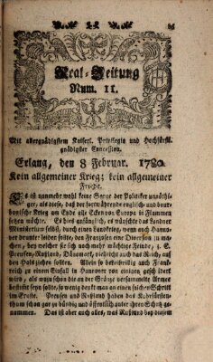 Real-Zeitung (Erlanger Real-Zeitung) Dienstag 8. Februar 1780