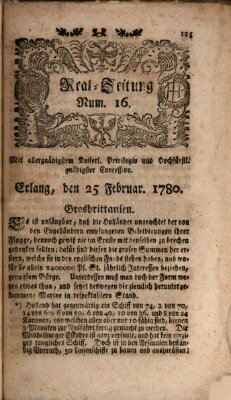 Real-Zeitung (Erlanger Real-Zeitung) Freitag 25. Februar 1780