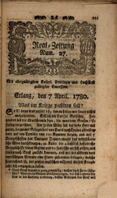 Real-Zeitung (Erlanger Real-Zeitung) Freitag 7. April 1780