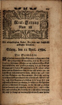 Real-Zeitung (Erlanger Real-Zeitung) Dienstag 11. April 1780