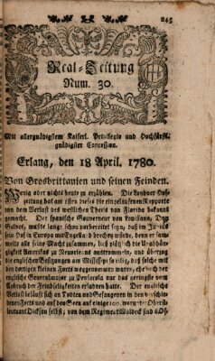 Real-Zeitung (Erlanger Real-Zeitung) Dienstag 18. April 1780