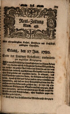 Real-Zeitung (Erlanger Real-Zeitung) Dienstag 27. Juni 1780