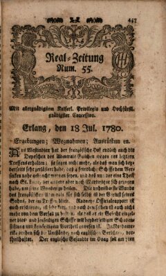 Real-Zeitung (Erlanger Real-Zeitung) Dienstag 18. Juli 1780